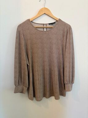 Adrianna Papell Taupe Long-Sleeve Textured Tunic
